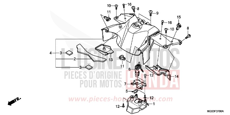 CENTER COVER for NC700X ABS DARKNESS BLACK METALLIC (NH463) from 2012